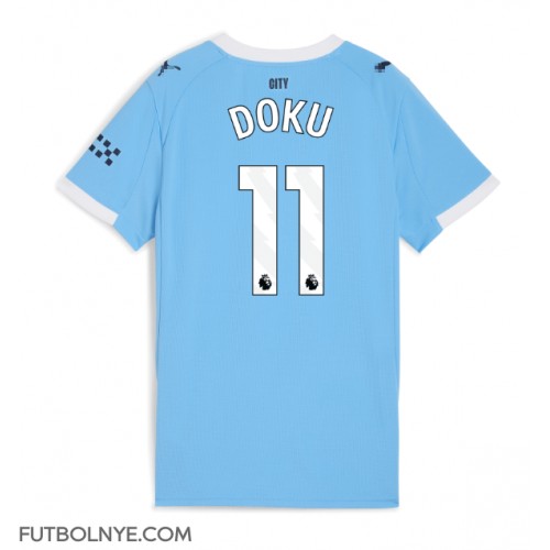 Camiseta Manchester City Jeremy Doku #11 Primera Equipación para mujer 2025-26 manga corta Camiseta Manchester City Jeremy Doku #11 Primera Equipación para mujer 2025-26 manga corta